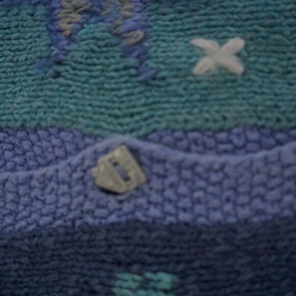 Vintage Sigrid Olsen Sport Blue Teal Floral Knit Button-Up Cardigan Sweater S - Picture 13 of 14